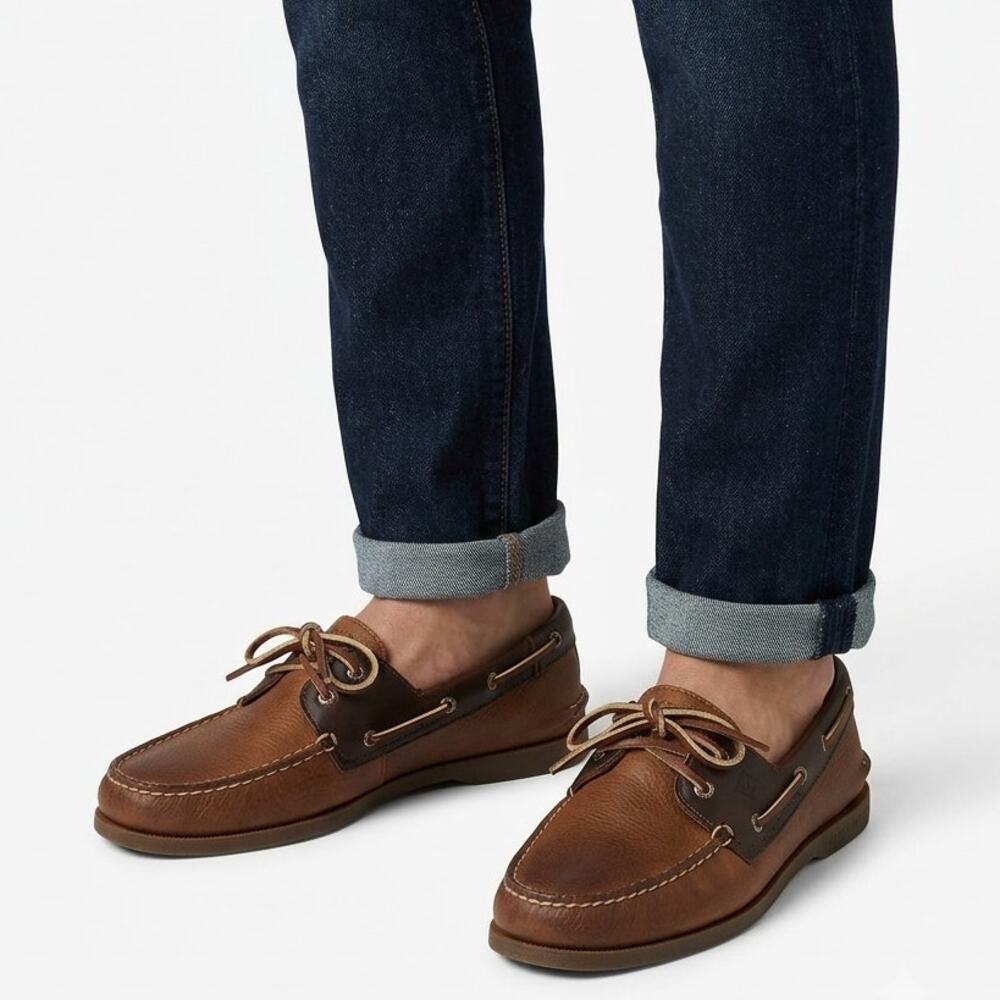 Sperry Gold Cup Authentic Original 2-Eye Boat Shoes Mens US 10 Brown Leather
